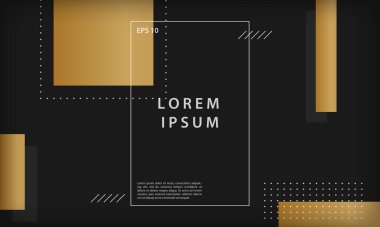 Geometrik şekilli, soyut siyah ve altın arkaplan. Modern trend minimal vektör tasarım şablonu.