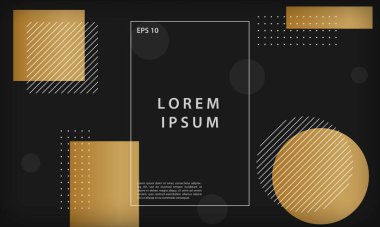 Geometrik şekilli, soyut siyah ve altın arkaplan. Modern trend minimal vektör tasarım şablonu.