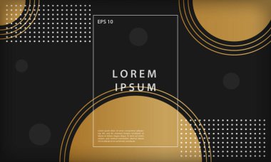 Geometrik şekilli, soyut siyah ve altın arkaplan. Modern trend minimal vektör tasarım şablonu.