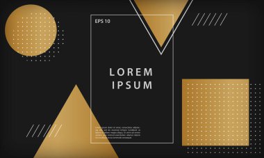 Geometrik şekilli, soyut siyah ve altın arkaplan. Modern trend minimal vektör tasarım şablonu.
