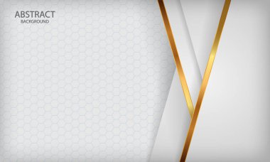 Beyaz soyut arka planda altın çizgilerle örtüşüyor. Altıgen desenli doku. Modern arkaplan tasarımı.