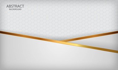 Beyaz soyut arka planda altın çizgilerle örtüşüyor. Altıgen desenli doku. Modern arkaplan tasarımı.