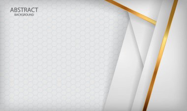 Beyaz soyut arka planda altın çizgilerle örtüşüyor. Altıgen desenli doku. Modern arkaplan tasarımı.