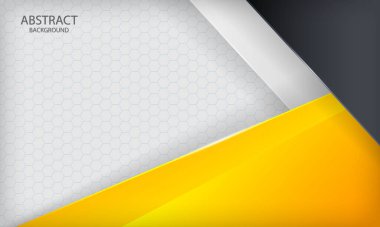 Sarı, beyaz, siyah örtüşen arka plan. Modern vektör şablonu.