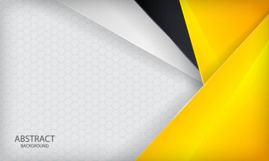 Sarı, beyaz, siyah örtüşen arka plan. Modern vektör şablonu.