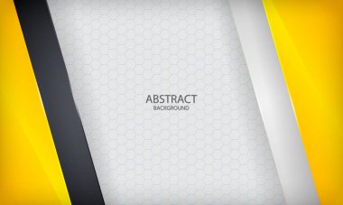 Sarı, beyaz, siyah örtüşen arka plan. Modern vektör şablonu.