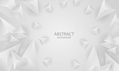 Beyaz açık gri üçgen arka plan. 3D üçgenli modern geometrik arkaplan.