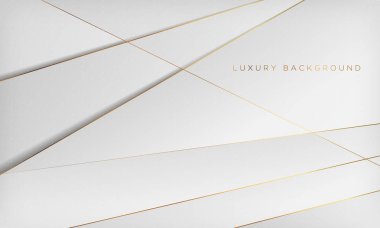 Altın çizgili beyaz ve gri soyut lüks arka plan. Vektör illüstrasyonu.