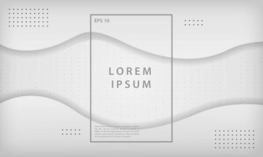 Soyut dalga kağıt kesimi beyaz zemin, gümüş noktalar desenli. Vektör illüstrasyonu.