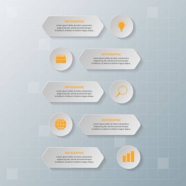 Bilgi elementleri. İş konsepti zaman çizelgesi. Modern bilgi şablonu. İş akışı düzeni, diyagram, pankart, web tasarımı, sunum için kullanılabilir. Vektör illüstrasyonu