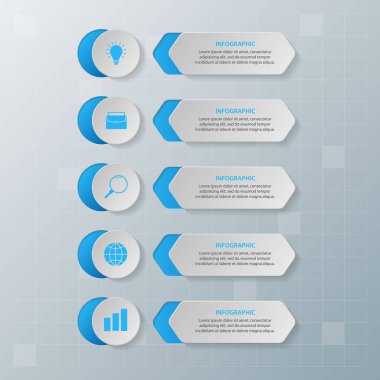 Bilgi elementleri. İş konsepti zaman çizelgesi. Modern bilgi şablonu. İş akışı düzeni, diyagram, pankart, web tasarımı, sunum için kullanılabilir. Vektör illüstrasyonu