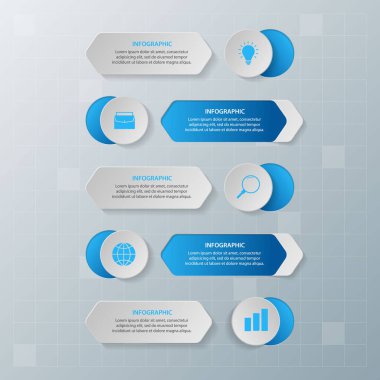 Bilgi elementleri. İş konsepti zaman çizelgesi. Modern bilgi şablonu. İş akışı düzeni, diyagram, pankart, web tasarımı, sunum için kullanılabilir. Vektör illüstrasyonu