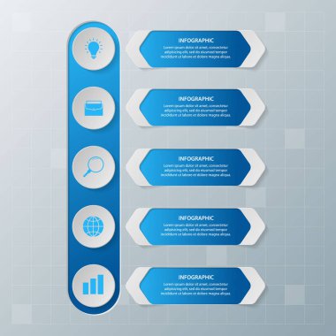 Bilgi elementleri. İş konsepti zaman çizelgesi. Modern bilgi şablonu. İş akışı düzeni, diyagram, pankart, web tasarımı, sunum için kullanılabilir. Vektör illüstrasyonu