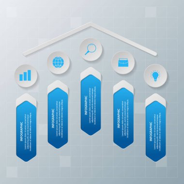 Bilgi elementleri. İş konsepti zaman çizelgesi. Modern bilgi şablonu. İş akışı düzeni, diyagram, pankart, web tasarımı, sunum için kullanılabilir. Vektör illüstrasyonu