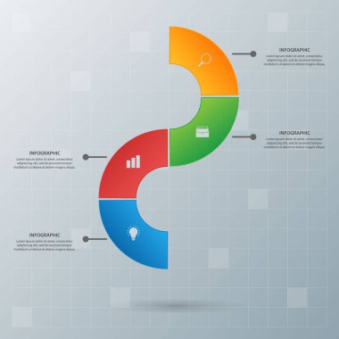 Bilgi elementleri. İş konsepti zaman çizelgesi. Modern bilgi şablonu. İş akışı düzeni, diyagram, pankart, web tasarımı, sunum için kullanılabilir. Vektör illüstrasyonu