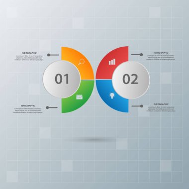 Bilgi elementleri. İş konsepti zaman çizelgesi. Modern bilgi şablonu. İş akışı düzeni, diyagram, pankart, web tasarımı, sunum için kullanılabilir. Vektör illüstrasyonu