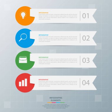 Bilgi elementleri. İş konsepti zaman çizelgesi. Modern bilgi şablonu. İş akışı düzeni, diyagram, pankart, web tasarımı, sunum için kullanılabilir. Vektör illüstrasyonu.
