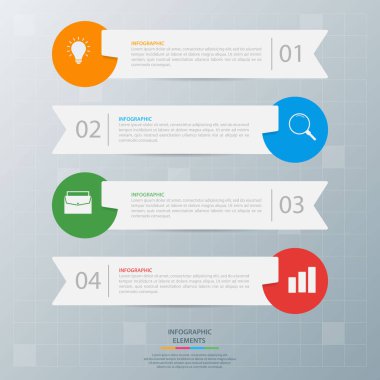Bilgi elementleri. İş konsepti zaman çizelgesi. Modern bilgi şablonu. İş akışı düzeni, diyagram, pankart, web tasarımı, sunum için kullanılabilir. Vektör illüstrasyonu.
