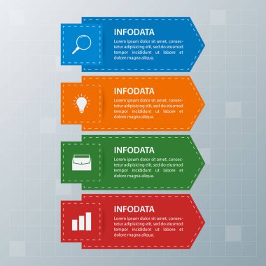 Bilgi elementleri. İş konsepti zaman çizelgesi. Modern bilgi şablonu. İş akışı düzeni, diyagram, pankart, web tasarımı, sunum için kullanılabilir. Vektör illüstrasyonu.