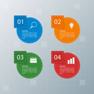 Bilgi elementleri. İş konsepti zaman çizelgesi. Modern bilgi şablonu. İş akışı düzeni, diyagram, pankart, web tasarımı, sunum için kullanılabilir. Vektör illüstrasyonu.