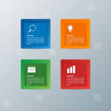 Bilgi elementleri. İş konsepti zaman çizelgesi. Modern bilgi şablonu. İş akışı düzeni, diyagram, pankart, web tasarımı, sunum için kullanılabilir. Vektör illüstrasyonu.