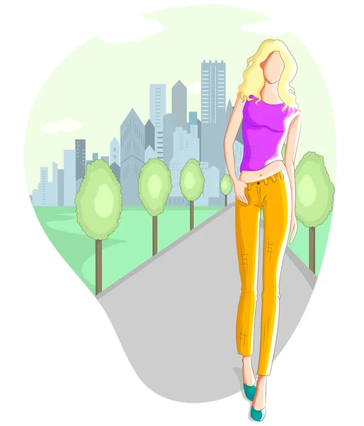 Fashionable urban girl — Stock Vector