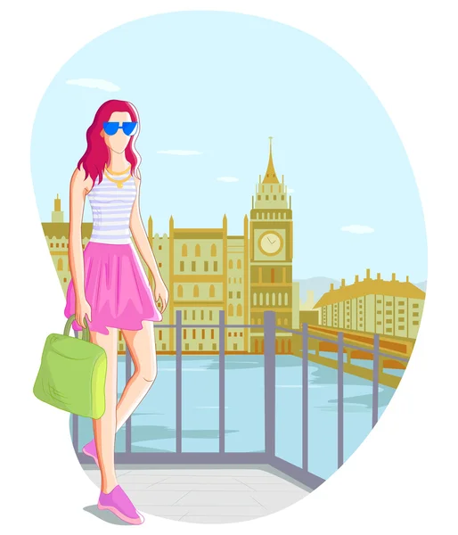 Fashionable urban girl — Stock Vector