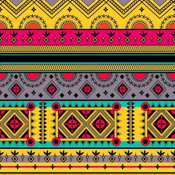 Patrón inconsútil tribal indio colorido — Vector de stock