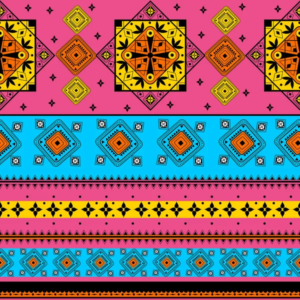 Patrón inconsútil tribal indio colorido — Vector de stock