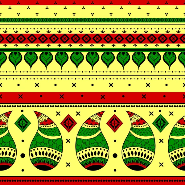 Patrón inconsútil tribal indio colorido — Vector de stock