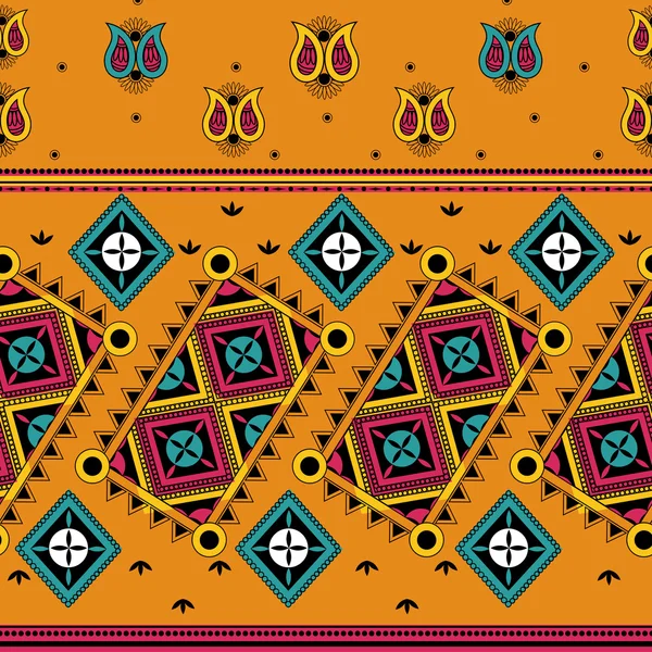 Kleurrijke Indiase tribal naadloze patroon — Stockvector