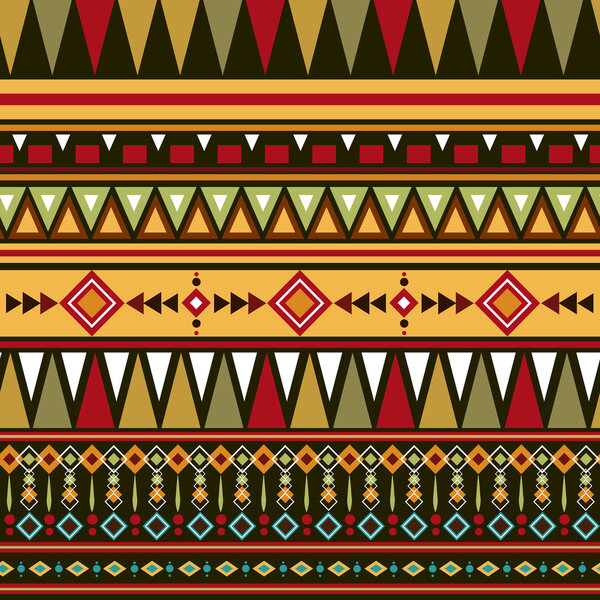 Colorful tribal geometric Aztec seamless pattern