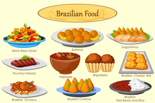 Lezzetli Brezilya gıda topluluğu — Stok Vektör