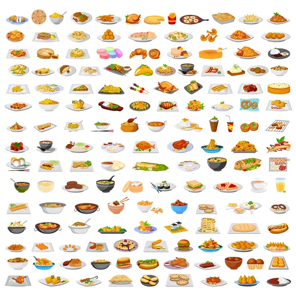 Colección de deliciosa comida — Vector de stock