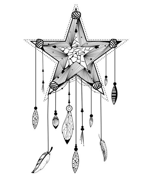 Dream Catcher in Tribal boho stijl achtergrond — Stockvector