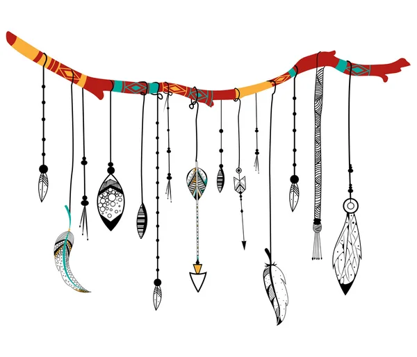 Tribal boho style feather — Stock Vector
