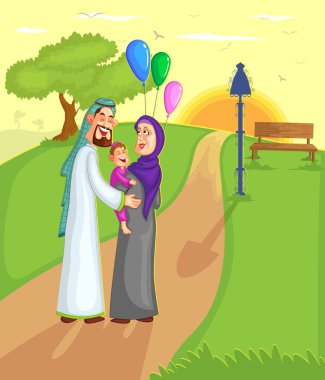 Müslüman aile ile çocuk yürüme