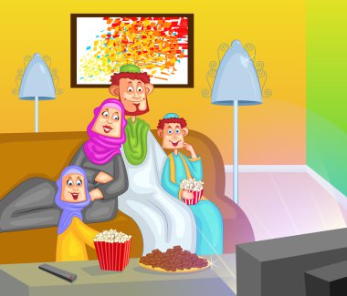 Müslüman aile televizyon izlerken