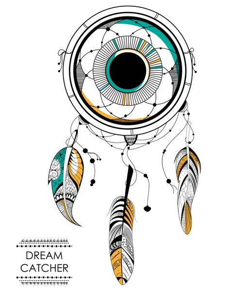 Dream Catcher em estilo boho tribal fundo — Vetor de Stock