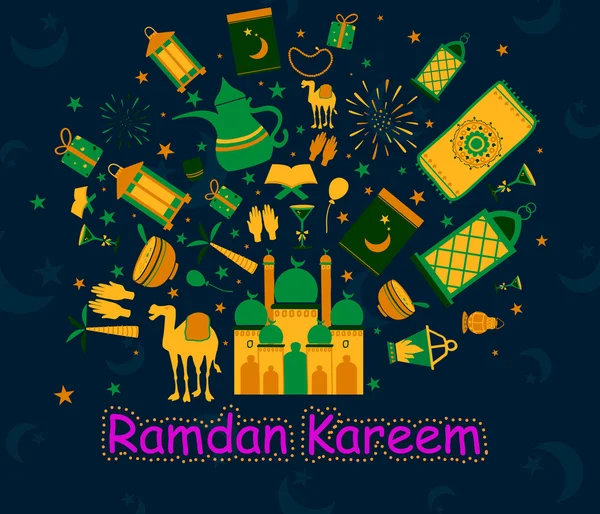 Ramdan Kareem saludos fondo — Archivo Imágenes Vectoriales