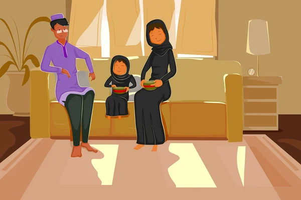 Szczęśliwe rodziny muzułmańskiej okazji eid — Wektor stockowy