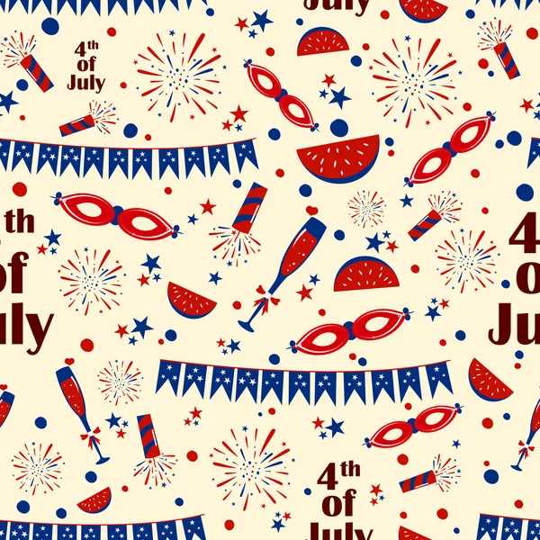 シームレスなパターン背景 7 月 4 日のアメリカ独立記念日 — ストックベクタ
