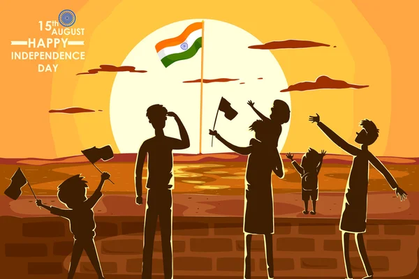印度人民庆祝印度独立日快乐 — 图库矢量图片