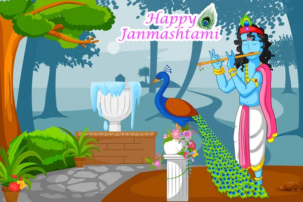 Fondo de Krishna janmashtami — Vector de stock