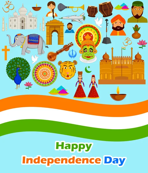 Feliz día de la independencia de la India — Vector de stock