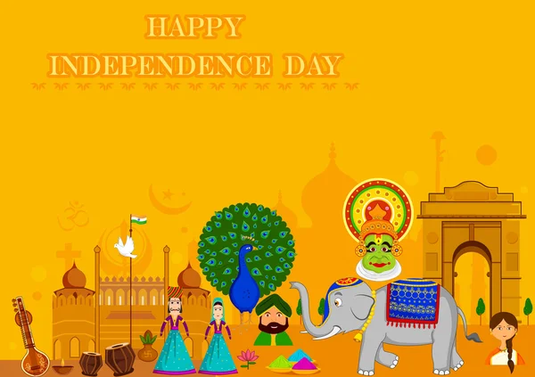 Glücklicher Unabhängigkeitstag Indiens — Stockvektor