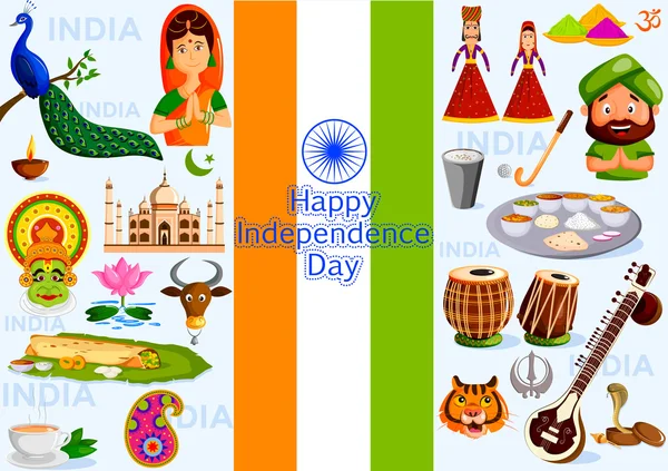 Feliz dia de independência da Índia —  Vetores de Stock