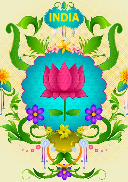 Fond floral avec fleur de lotus montrant l'Inde incroyable — Image vectorielle