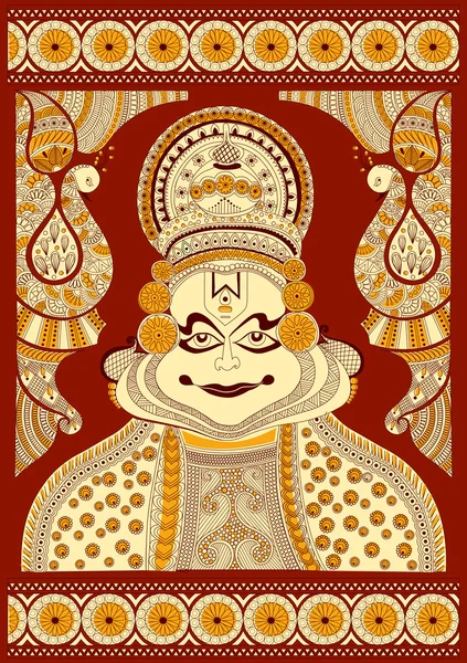 Foral background with Kathakali dancer showing Incredible India — Stock Vector