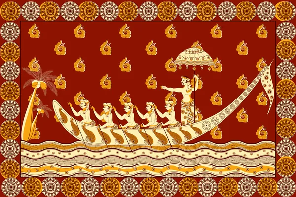 Foral achtergrond met Kathakali danser tonen van Incredible India — Stockvector